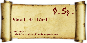 Vécsi Szilárd névjegykártya